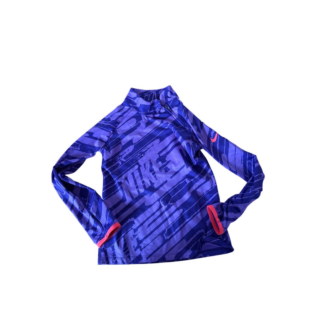 Nike quarter zip asymmetrical‎ purple youth spell out sweater